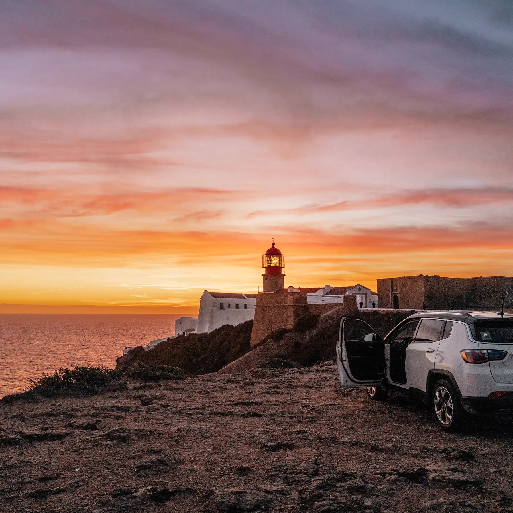 Lighthouse Sagres Cabo de Sao Vicente Sunset Roadtrip Travel Blog
